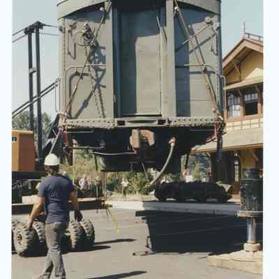 Photograph of the RPO Railcar relocation, Springfield, 1992