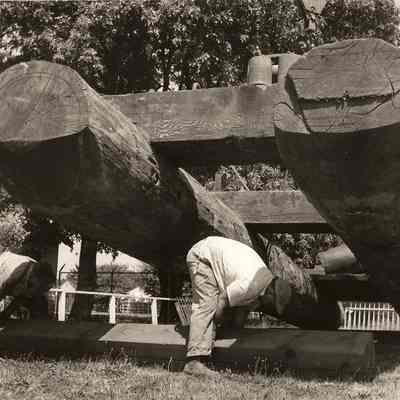 Photograph of workers Rebuilding Skid in a Park, Undated