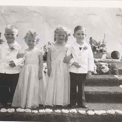 Photograph of four small children during the Springfield High School Springfest, Springfield, Oregon, 1947