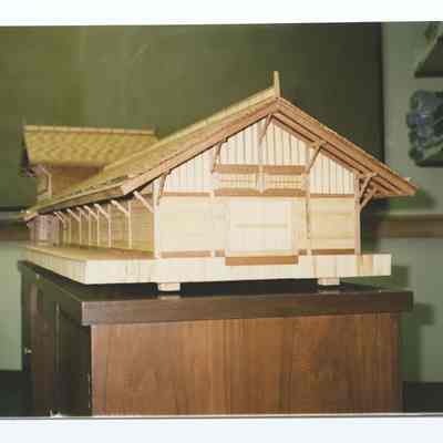 Photograph of the model of the Springfield Train Depot, built by Bruce Witmer