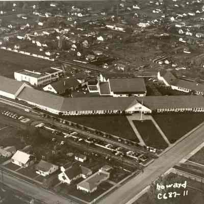 Photograph of aerial view of Springfield High School, Springfield, Oregon, date unknown