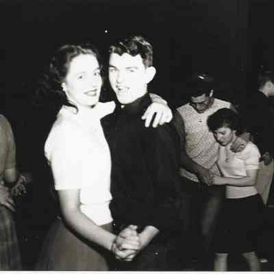 Photograph of a girl and boy dancing together at a Springfield High School dance, Springfield, Oregon, circa 1940s