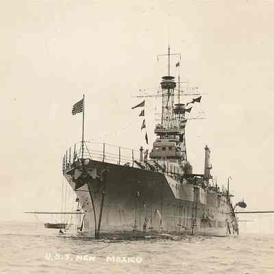 Postcard of the ship 'USS New Mexico', Santa Barbara, Califonia, 1919