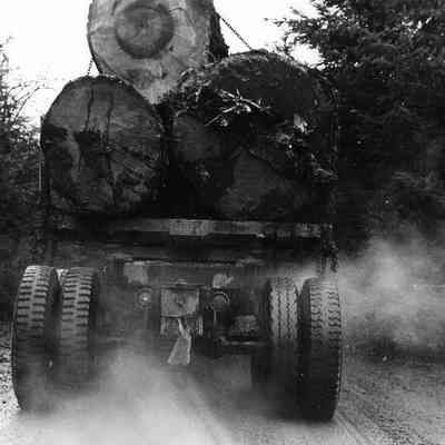 Photograph of loaded logging truck