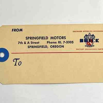 Cardboard Box of New Old Stock Renewal Tags from Springfield Buick