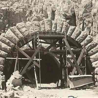 Photograph of the construction of the Highway 58 tunnel, July 2nd 1957