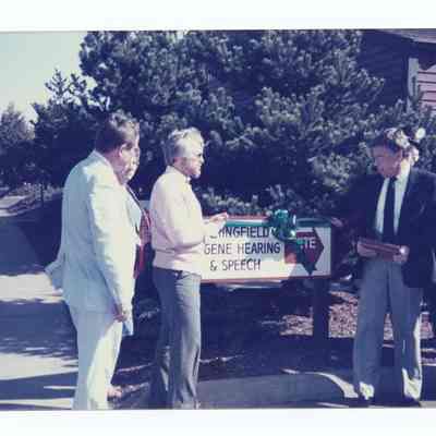 Photograph of the business opening of Springfield Eugene Hearing and Speech, circa 1980-1990