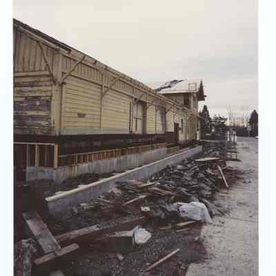 Photograph of the Springfield Train Depot relocation and restauration, circa 1989