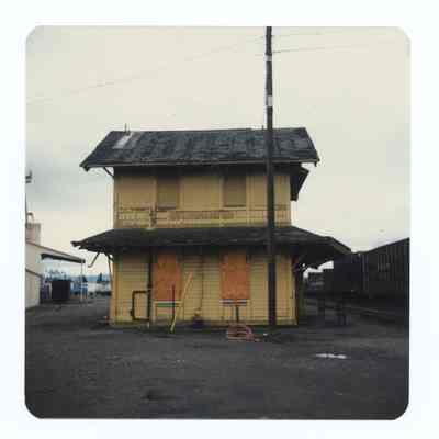 Photograph of the Springfield Train Depot and proposed relocation site, 1985