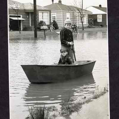Photograph of Two Boys in Rowboat, Circa 1940s