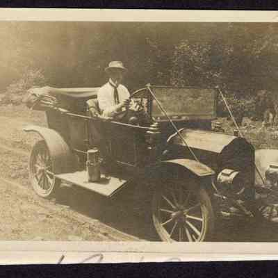 Postcard, Driver in 1912 Flanders Car, Circa 1912.