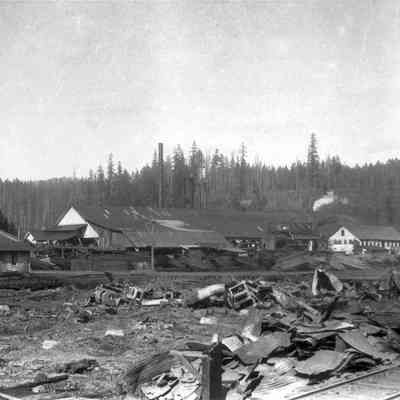 Photograph of Wendling mill after the planer mill burned down, Wendling, Oregon, circa after 1917