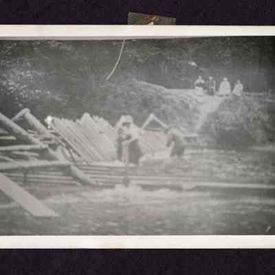 Photograph of salmon racks, McKenzie River, Oregon