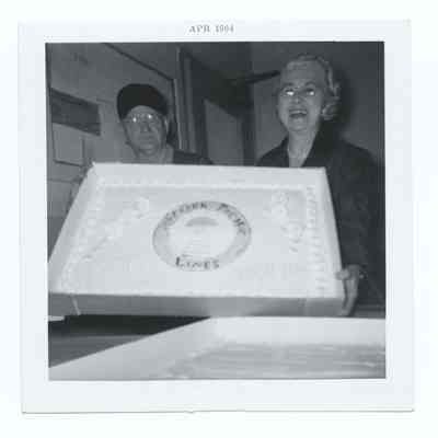 Photograph of Harry Fox's retirement celebration at South Pacific Railroad, 1964