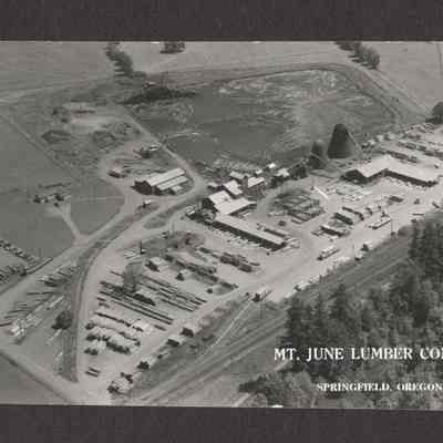 Photograph of Post Card of MT. June Lumber Company P.O. Box 176 Springfield, Oregon. Date unknown.