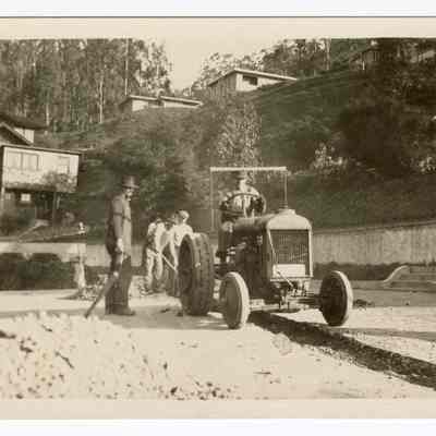 Photograph of people at a residential construction site, Springfield, circa 1920