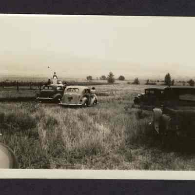 Photograph of People on Cars Watching Air Show, 1930s-1940s