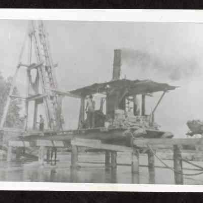 Photograph of bridge construction on Walterville Canal, 1921