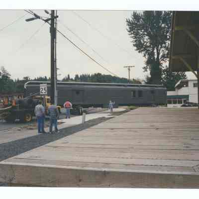 Photograph of the RPO Railcar relocation, Springfield, 1992