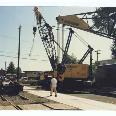 Photograph of the RPO Railcar relocation, Springfield, 1992