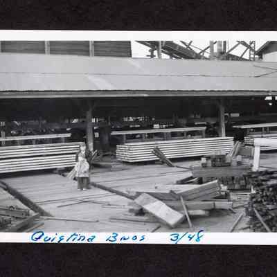 Photograph of lumber trucks at Seneca, Oregon