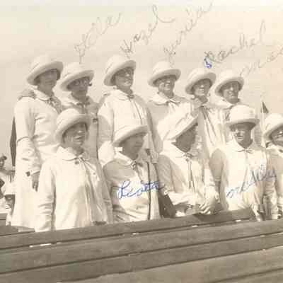 Group photograph of ladies at the dedication of the Woodcraft Home, Riverside, California