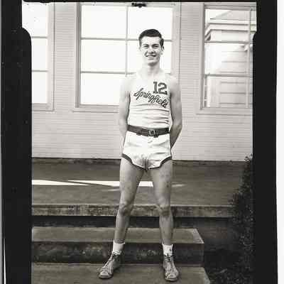 Stan Aune, Springfield High School basketball player, 1945.