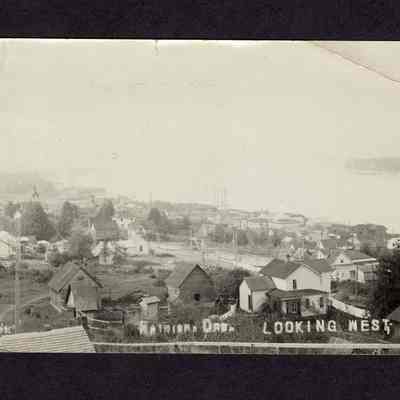 Photograph on postcard of Rainer Oregon, Looking West