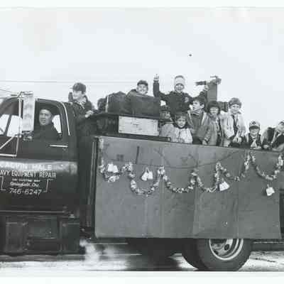 Photograph of a Christmas parade, Springfield, circa 1980.