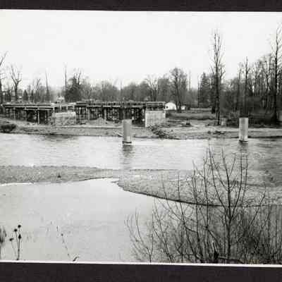 Photograph of construction on a bridge, unknown location and date