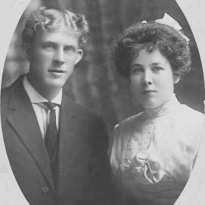 Photograph of wedding photo of Loyal and Sophronia Hack. 1910.