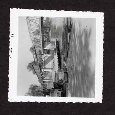 Photograph of construction of a bridge, Springfield, Oregon, June 1958