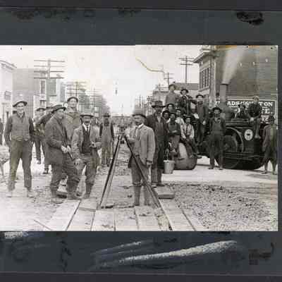 Photograph of Streetcar Tracks Work Crew, Undated