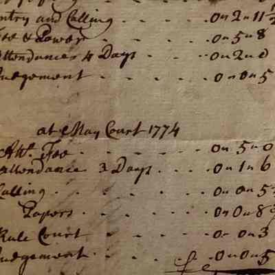 Receipt/Bill for Court Fees (1773)