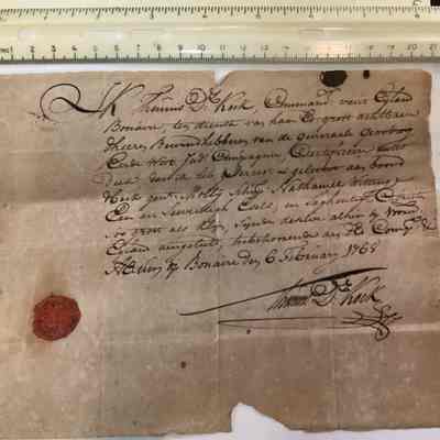Letter written in Dutch: Letter with red wax seal in lower left corner