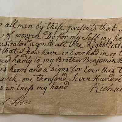 Note of Heirs/Executors (Richard Barton to Benjamin Barton) 1777
