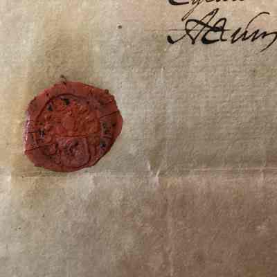 Close up of red wax seal