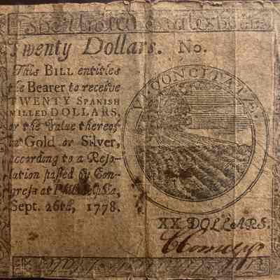 1778 twenty dollar bill