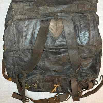 Military Leather Backpack back side