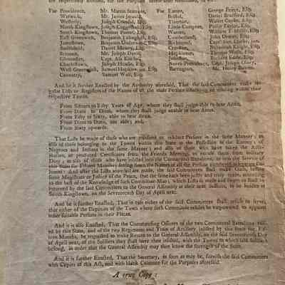 1777 Act from General Assembly of RI (Who Can Bear Arms)