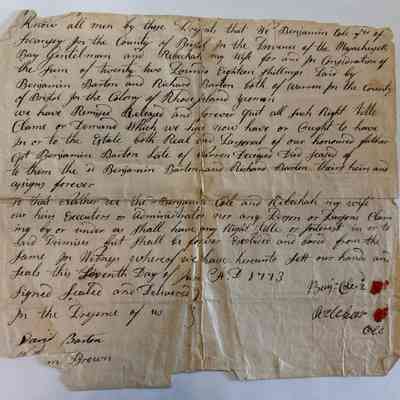 Deed from Benjamin and Rebekah Cole to Benjamin and Richard Barton (1773)
