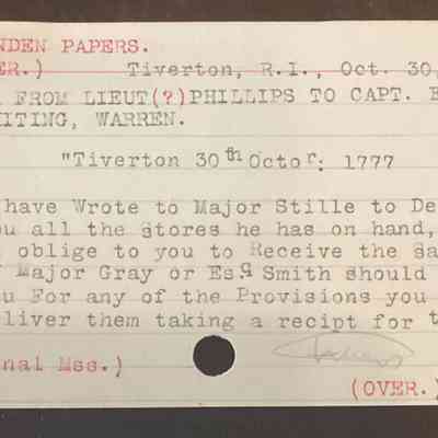 Front of related card from historical card catalog