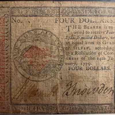 1779 four dollar bill