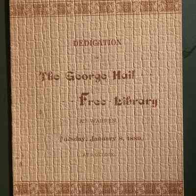 Program from George Hail Free Library Dedication 1889