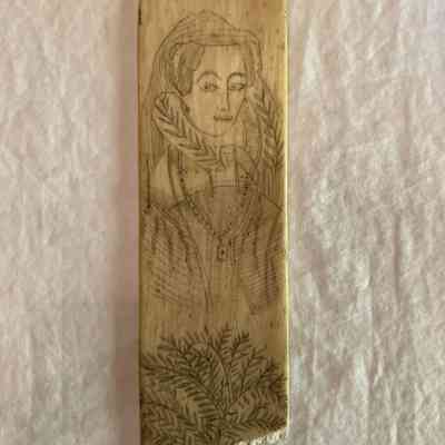 Scrimshaw Busk with Engraving of Woman (broken)