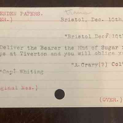 Front of related card from historical card catalog