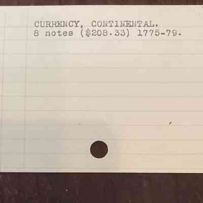 Front of card from Historical Card Catalog