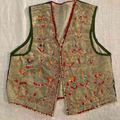 Leather Vest embroidered with Porcupine Quills