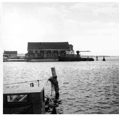 Blount Seafood Corp Warren R.I. boat and house 25x20 glossy black and white