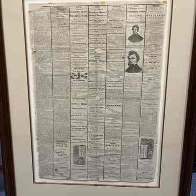 Framed newspaper